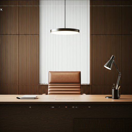 Aufgeräumtes, modernes Büro mit warmem Holz und natürlichem Licht