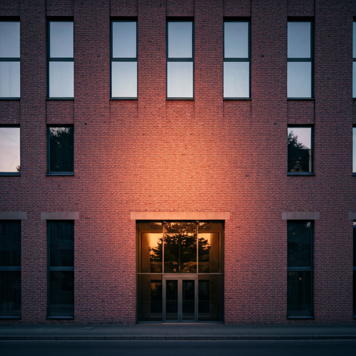 Moderne Backsteinarchitektur in Bielefeld im Abendlicht